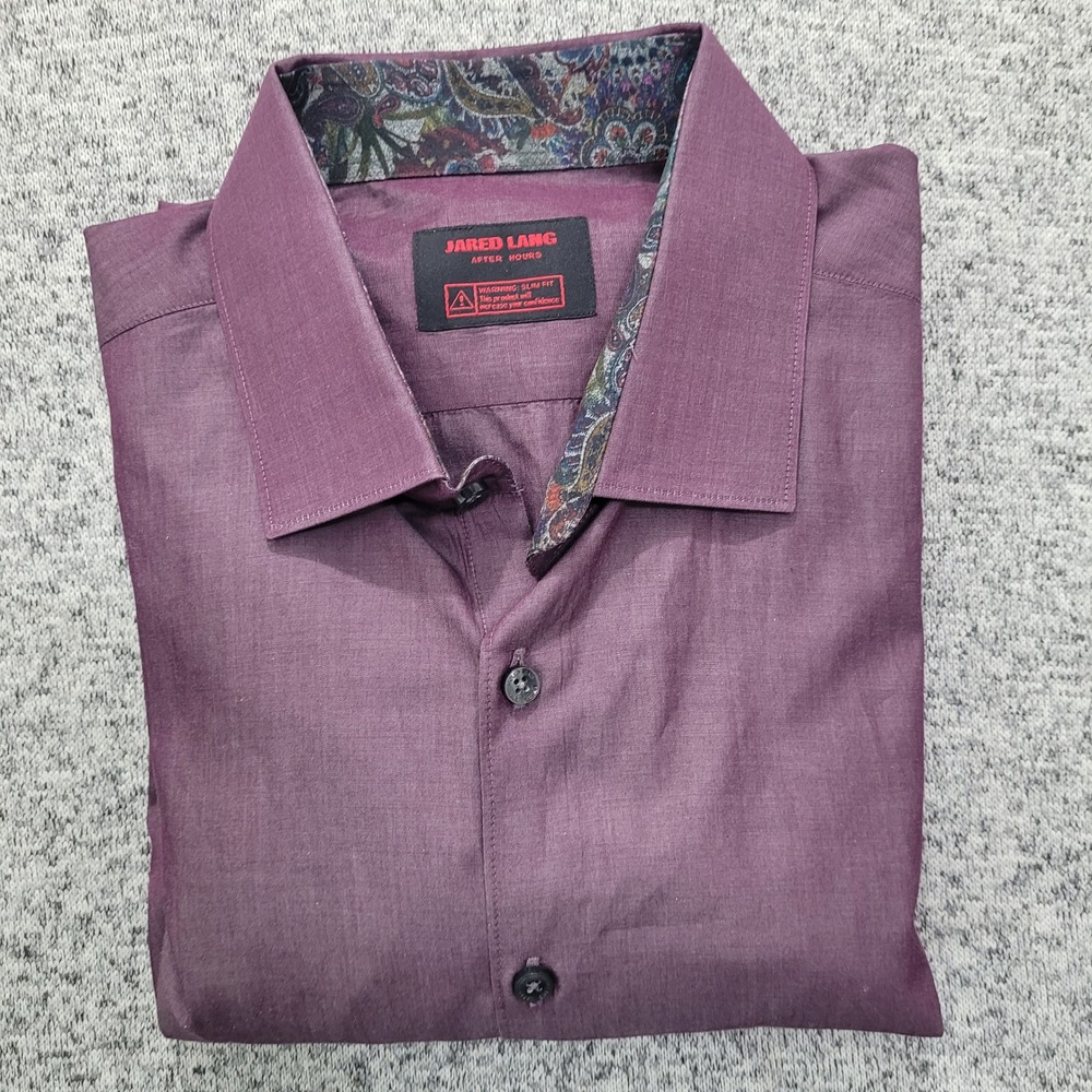 Jared Lang After Hours‎ Men's XL Burgundy Paisley Slim Fit Dress Shirt